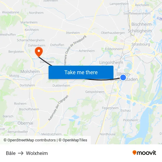 Bâle to Wolxheim map
