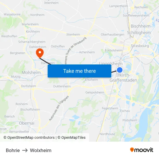 Bohrie to Wolxheim map