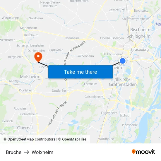 Bruche to Wolxheim map