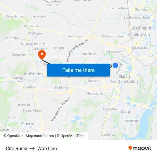 Cité Russi to Wolxheim map