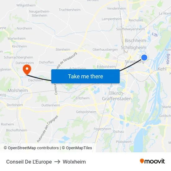 Conseil De L'Europe to Wolxheim map