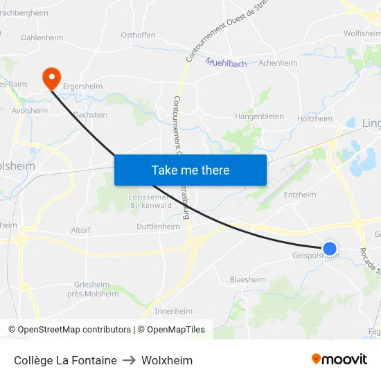 Collège La Fontaine to Wolxheim map