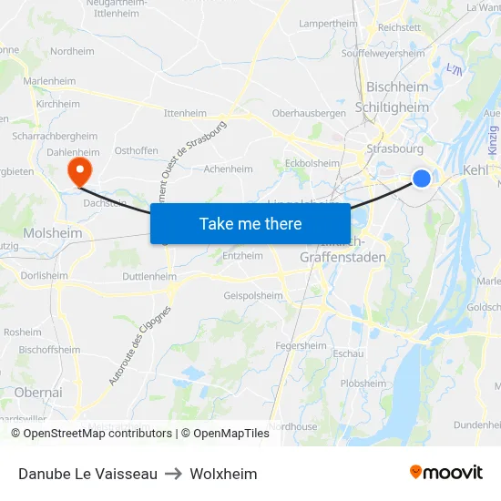 Danube Le Vaisseau to Wolxheim map