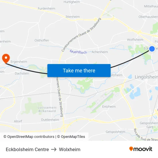 Eckbolsheim Centre to Wolxheim map