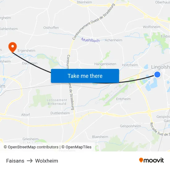 Faisans to Wolxheim map