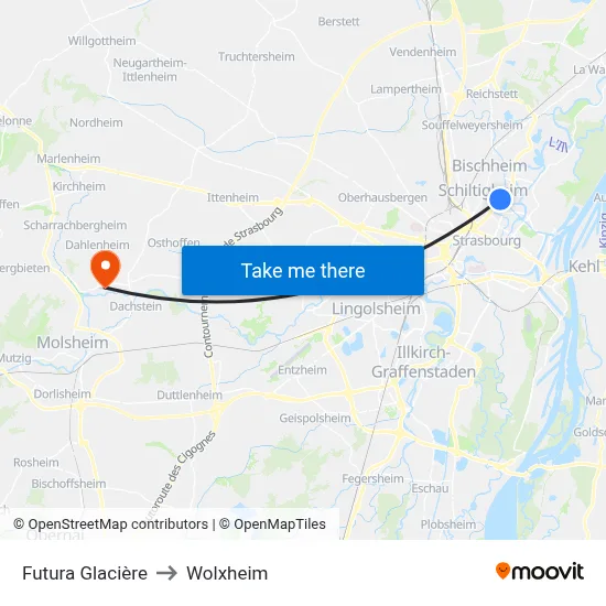 Futura Glacière to Wolxheim map