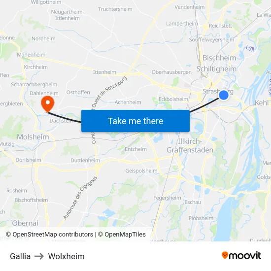 Gallia to Wolxheim map