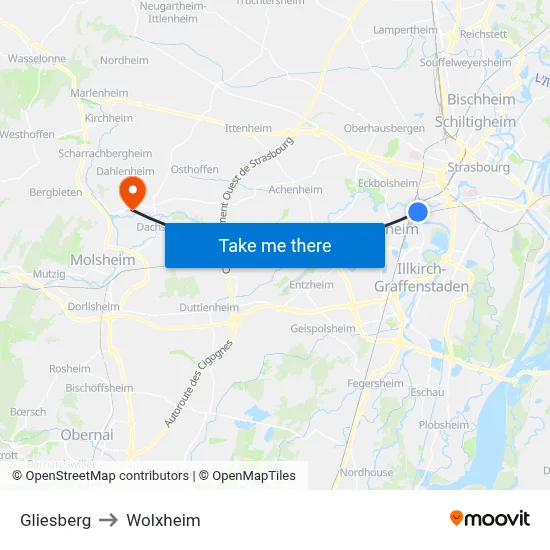 Gliesberg to Wolxheim map