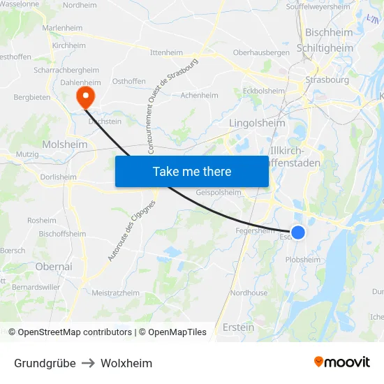 Grundgrübe to Wolxheim map