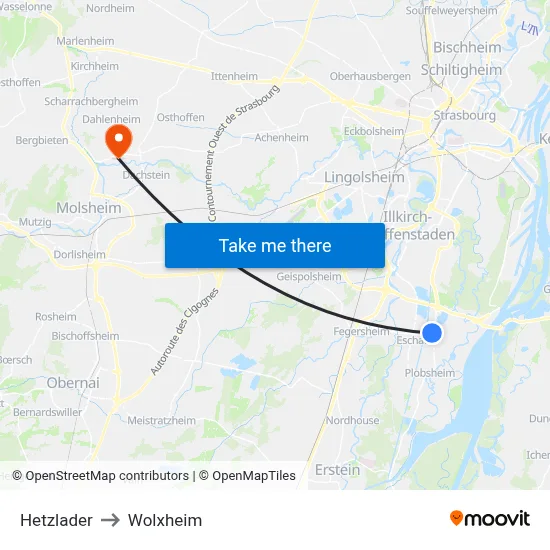 Hetzlader to Wolxheim map