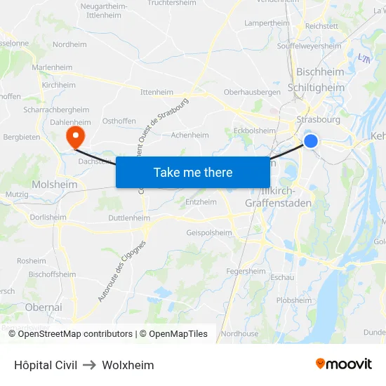 Hôpital Civil to Wolxheim map