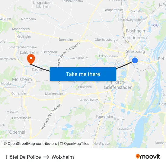 Hôtel De Police to Wolxheim map