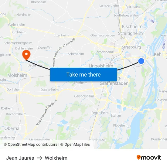 Jean Jaurès to Wolxheim map