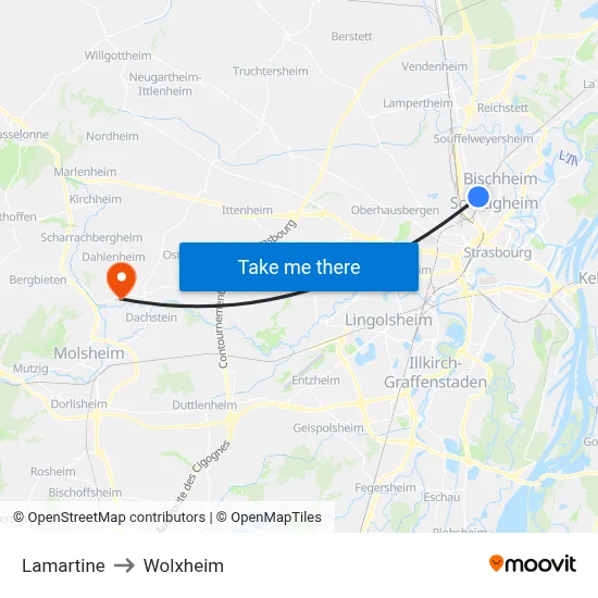 Lamartine to Wolxheim map