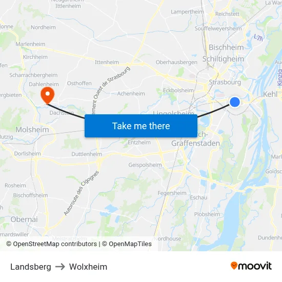 Landsberg to Wolxheim map