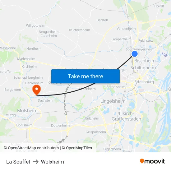 La Souffel to Wolxheim map