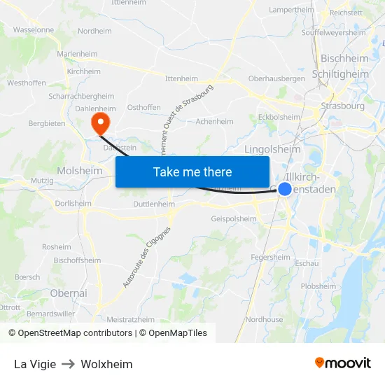 La Vigie to Wolxheim map