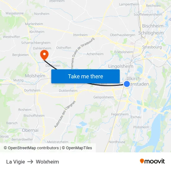 La Vigie to Wolxheim map