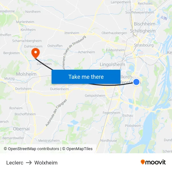 Leclerc to Wolxheim map