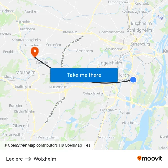 Leclerc to Wolxheim map