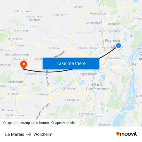 Le Marais to Wolxheim map