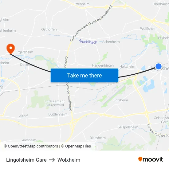Lingolsheim Gare to Wolxheim map