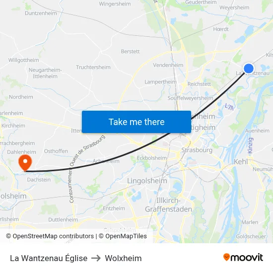La Wantzenau Église to Wolxheim map