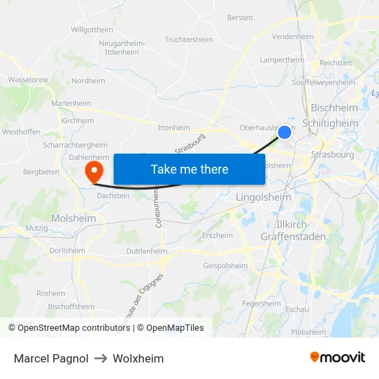 Marcel Pagnol to Wolxheim map
