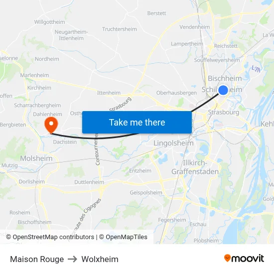 Maison Rouge to Wolxheim map