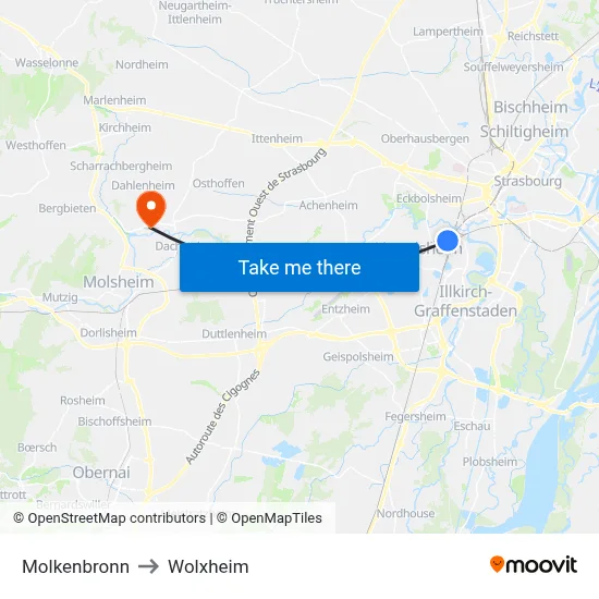 Molkenbronn to Wolxheim map