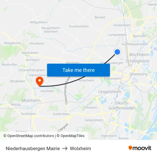 Niederhausbergen Mairie to Wolxheim map