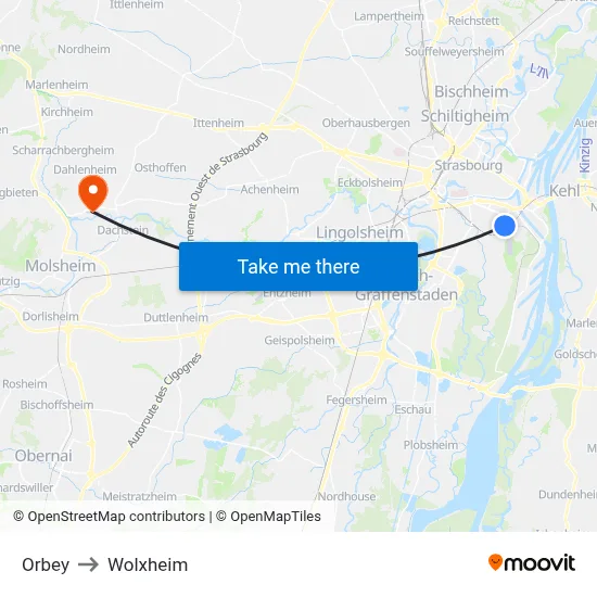 Orbey to Wolxheim map