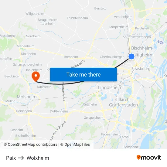 Paix to Wolxheim map
