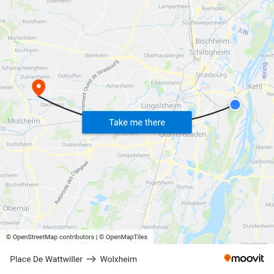 Place De Wattwiller to Wolxheim map