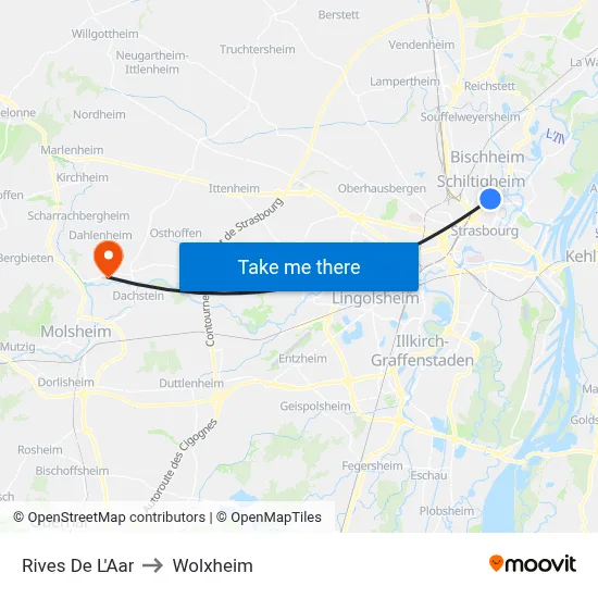 Rives De L'Aar to Wolxheim map