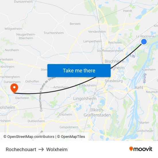 Rochechouart to Wolxheim map