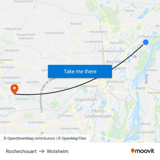 Rochechouart to Wolxheim map