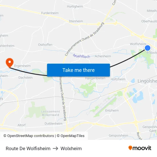 Route De Wolfisheim to Wolxheim map