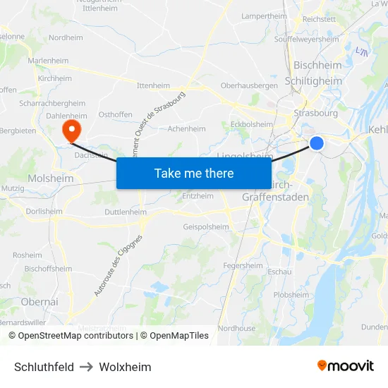 Schluthfeld to Wolxheim map