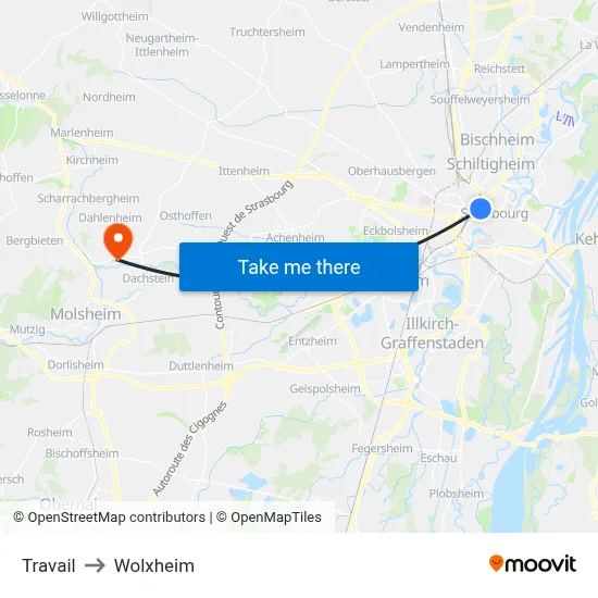 Travail to Wolxheim map