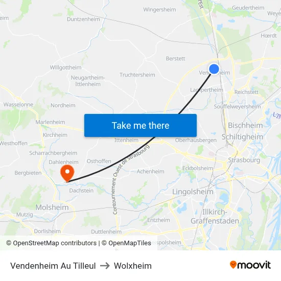Vendenheim Au Tilleul to Wolxheim map