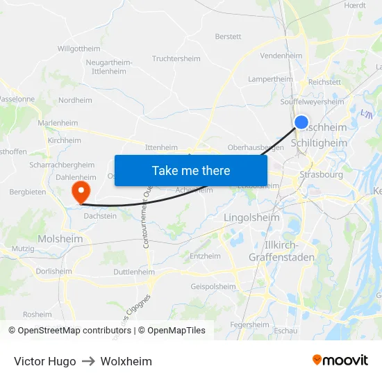 Victor Hugo to Wolxheim map