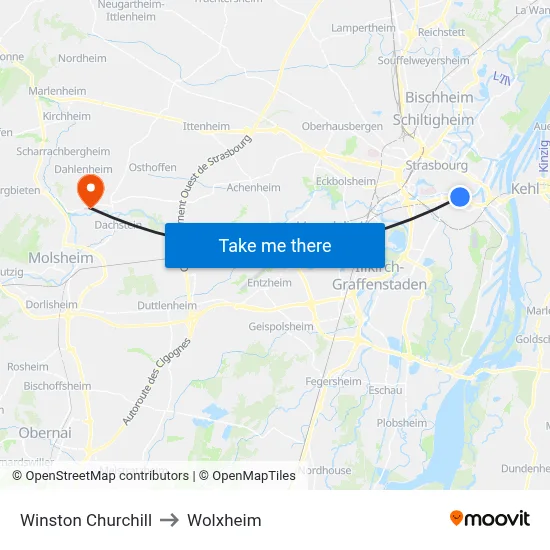 Winston Churchill to Wolxheim map