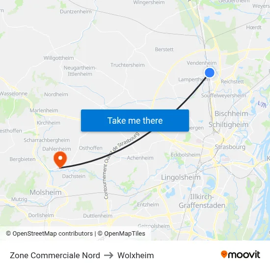 Zone Commerciale Nord to Wolxheim map