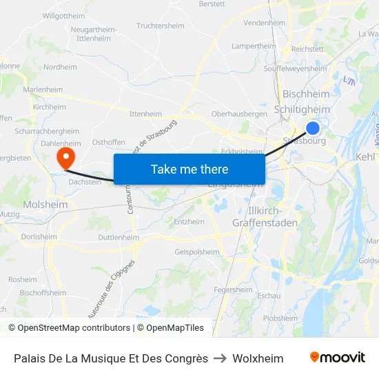 Palais De La Musique Et Des Congrès to Wolxheim map