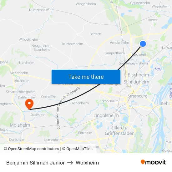 Benjamin Silliman Junior to Wolxheim map