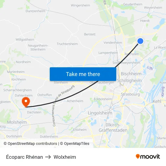 Écoparc Rhénan to Wolxheim map