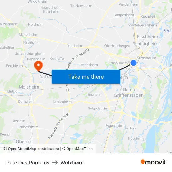 Parc Des Romains to Wolxheim map