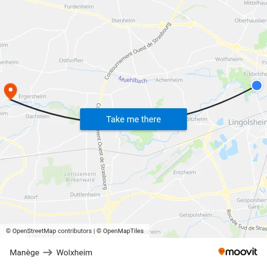 Manège to Wolxheim map