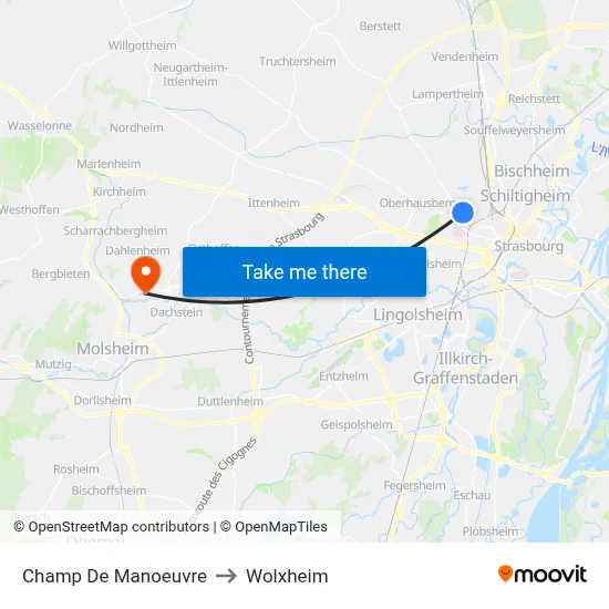 Champ De Manoeuvre to Wolxheim map